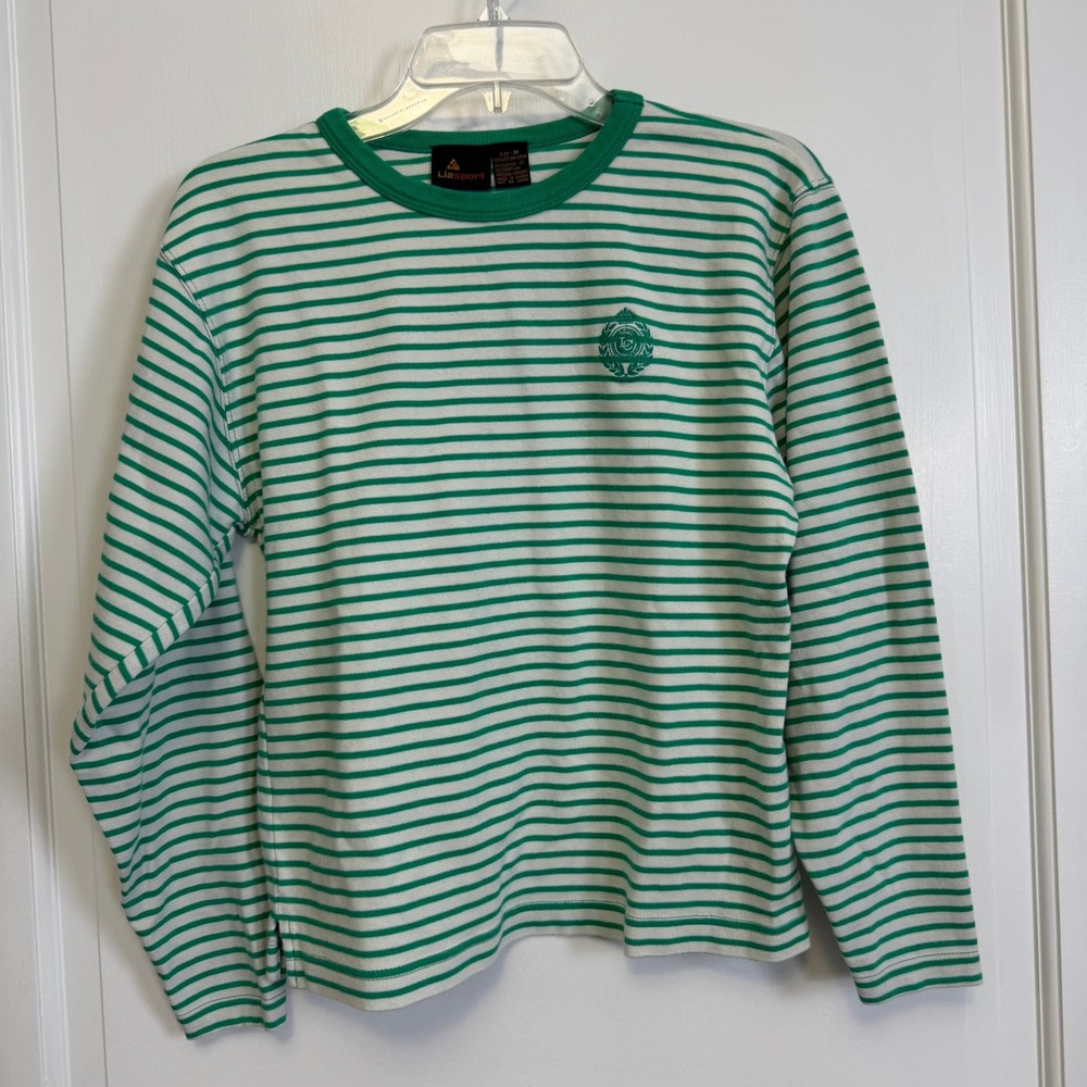 Lizsport Striped Long Sleeve Top Women Size M Green